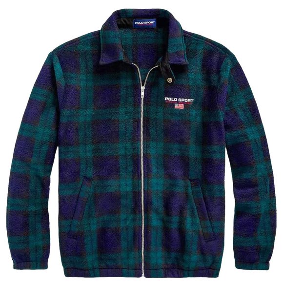 Polo Ralph Lauren Navy & Green Fleece Check Jacket, Large Size, NWT